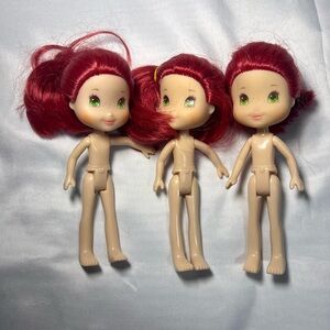Strawberry Shortcake Scented Naked Doll Lot of 3 Red Hair Hasbro 2008 Vintage